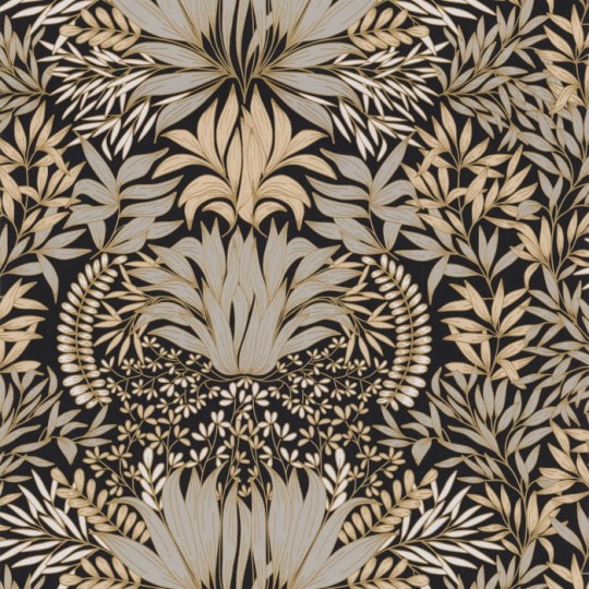 Casamance 75733670 Square Jasmin Chardon Noir - tapeta z motywem ornamentalnej botaniki