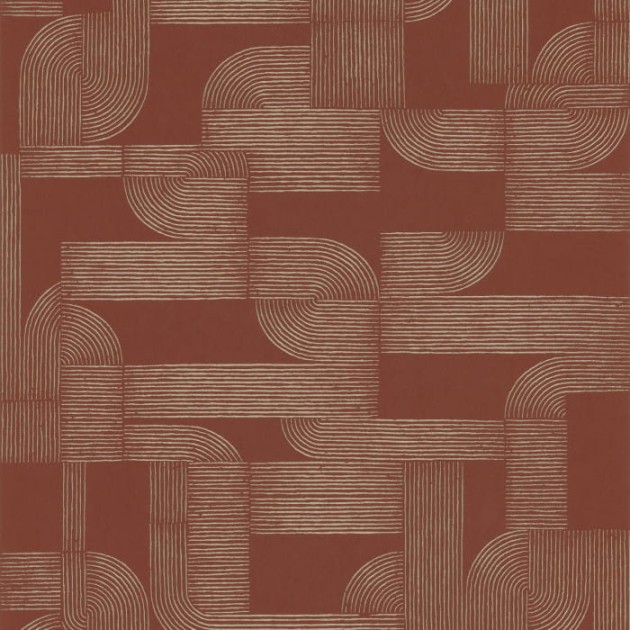 Casamance 75701732 Square Jasmin Hector Terracotta - tapeta geometryczna