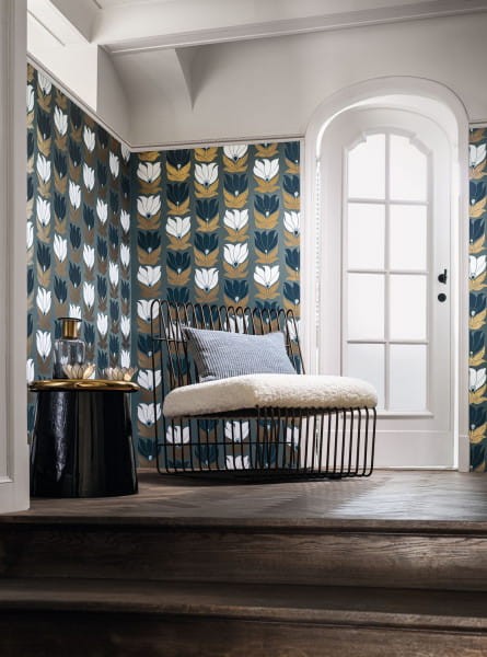 Casamance 75690916 Square Jasmin Dauphine Ambre - tapeta botaniczna w kwiaty