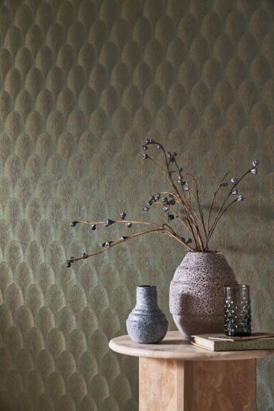 Casamance 75781834 Textures Metalliques Tourmaline Vert De Gris - tapeta w łuki w stylu art deco