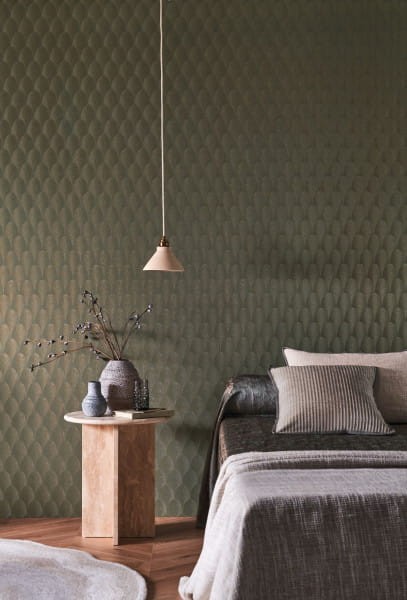 Casamance 75781834 Textures Metalliques Tourmaline Vert De Gris - tapeta w łuki w stylu art deco