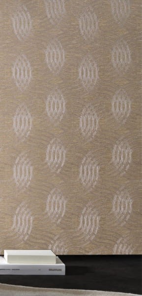 Casamance 75792242 Textures Metalliques Auraria Taupe - metaliczna tapeta w zaokrąglone linie