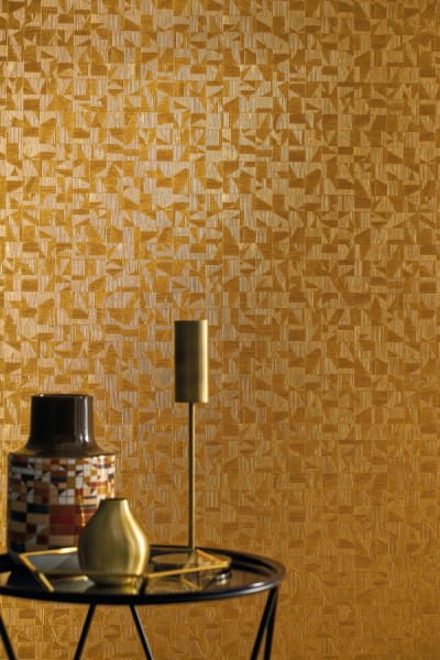 Casamance 75802752 Textures Metalliques Iquira Or - złota tapeta w romby