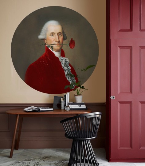 Wallcolors Dots Rose Lover Red - okrągły mural z motywem Mozarta i róży
