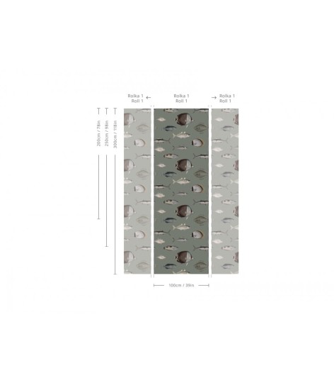 Wallcolors Vintage Therapy Under the Sea Light Blue - mural z motywem ryb