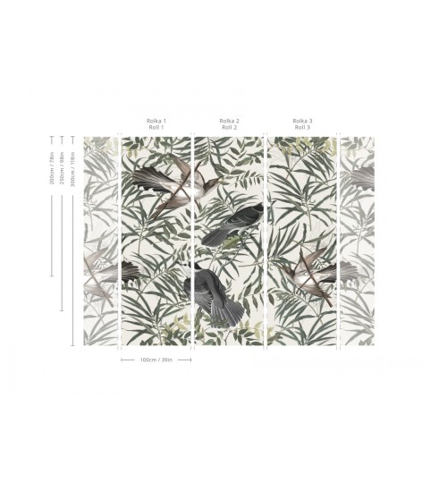 Wallcolors Vintage Therapy Wagtail - mural z motywem ptaków na drzewie