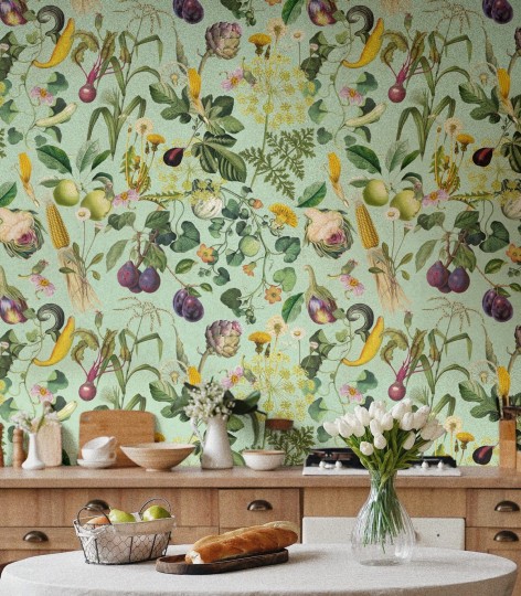 Wallcolors Vintage Therapy Vegatable Yields - mural z motywem warzyw, kwiatów i liści