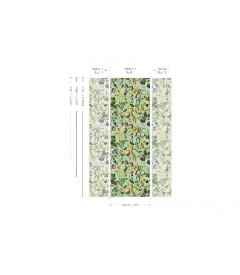 Wallcolors Vintage Therapy Vegatable Yields - mural z motywem warzyw, kwiatów i liści