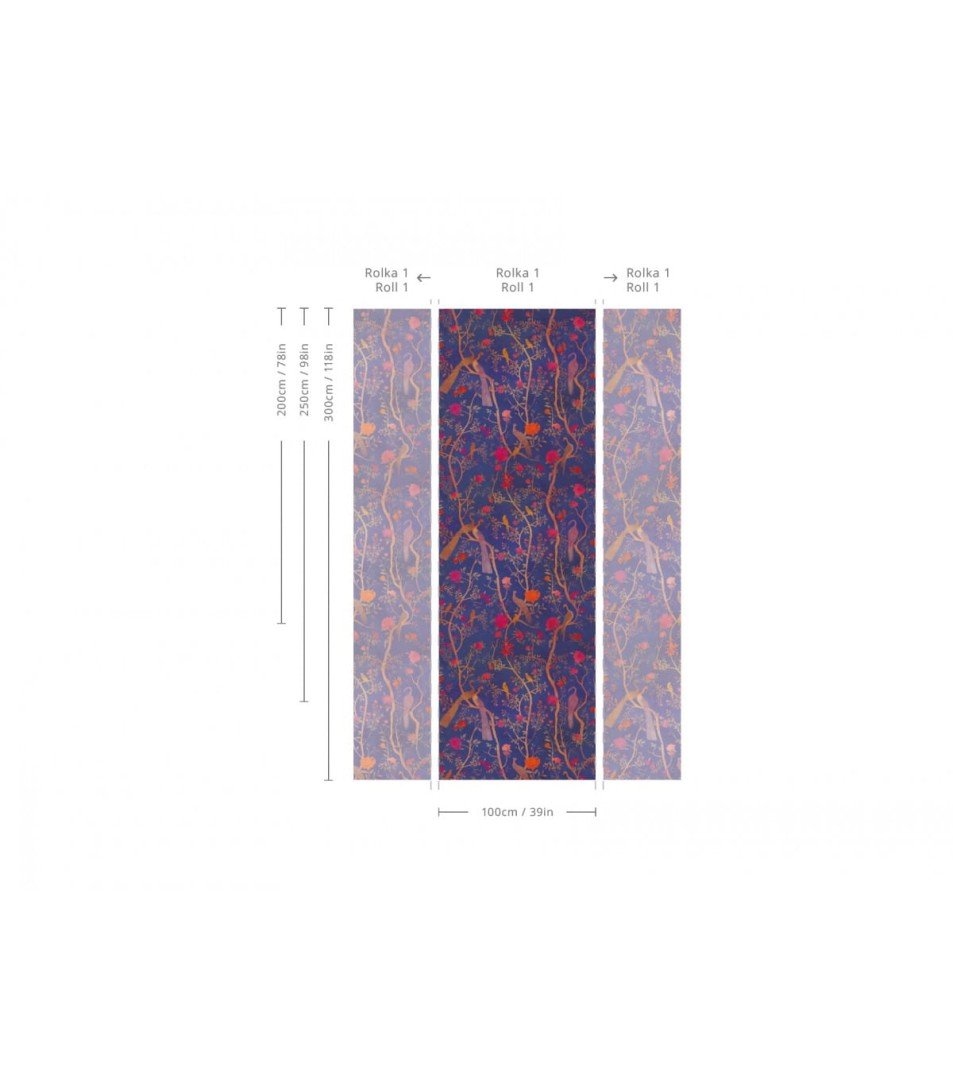 Wallcolors Botanical Experience Fado - tropikalny mural z motywem pawi, gałęzi i ptaków