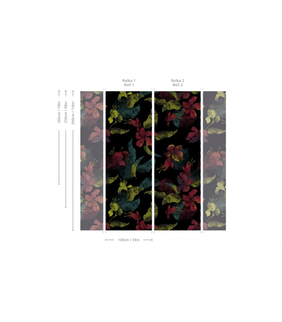 Wallcolors Floral Majesty Lilies - mural z motywem kwiatów lilii na czarnym tle