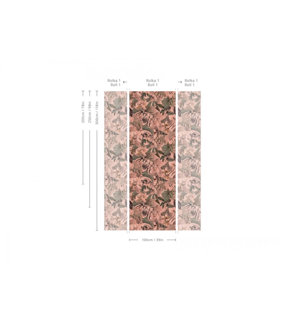 Wallcolors Floral Majesty Dream Garden Pink - mural z motywem liści na różowym tle