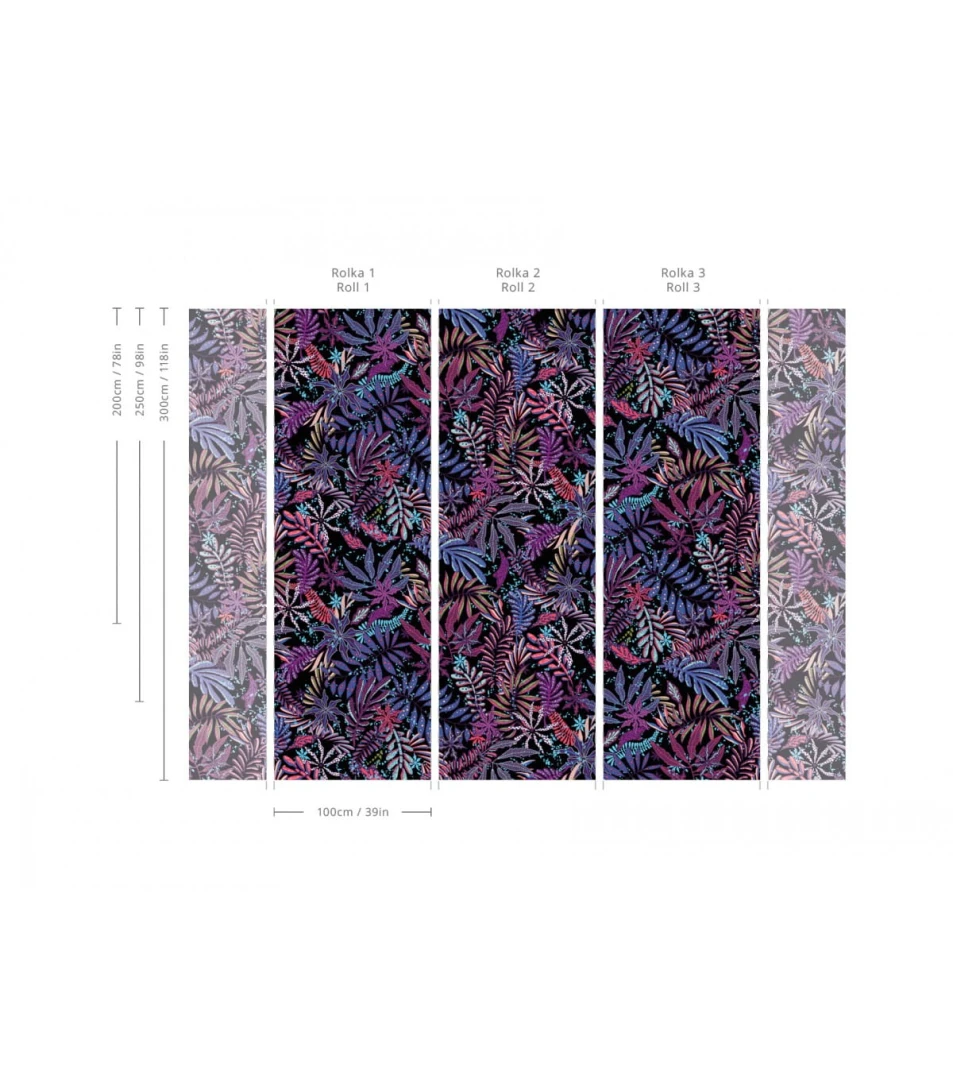 Wallcolors Essential Violet Leaves - mural z motywem liści