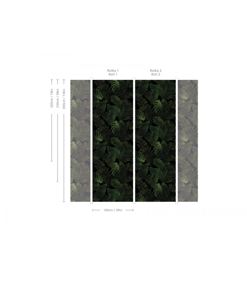 Wallcolors Tropical Intense Tropical Forest Dark - mural z motywem tropikalnych liści na czarnym tle