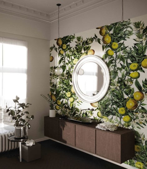 Wallcolors Tropical Intense Lemon - mural z motywem cytryn na białym tle
