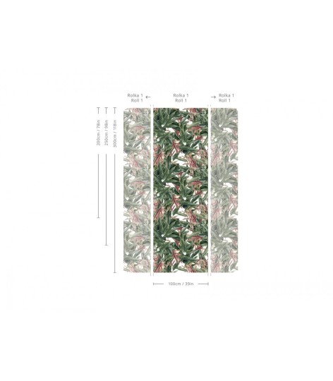 Wallcolors Tropical Intense Leaves Pattern - tropikalny mural z motywem liści na białym tle
