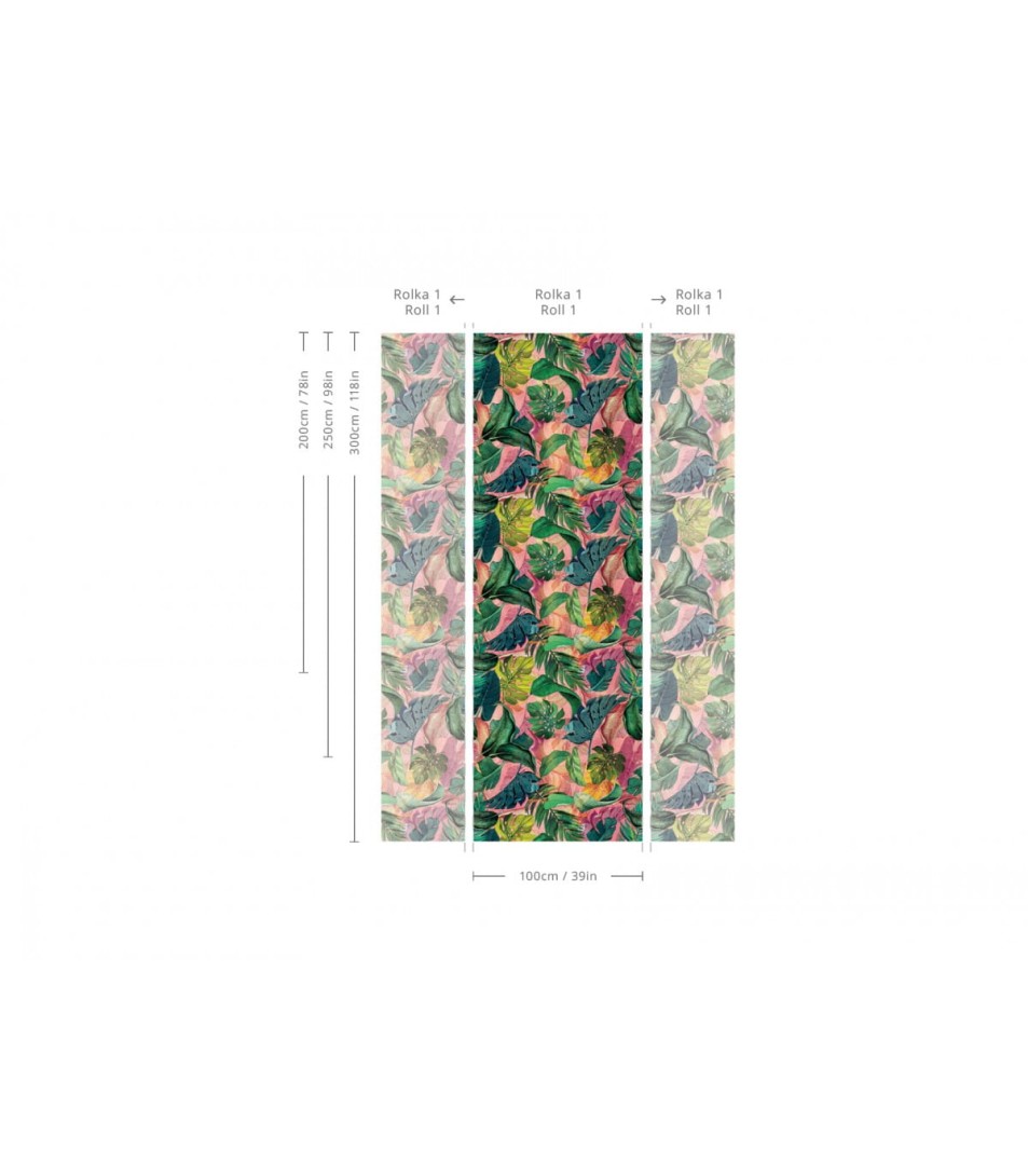 Wallcolors Tropical Intense Monstera Pink - mural z motywem liści monstery na różowym tle