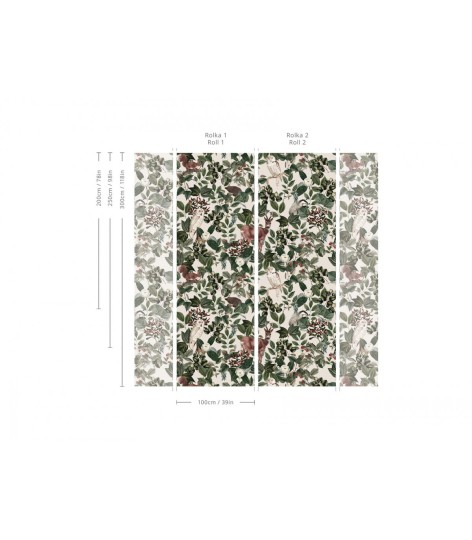 Wallcolors Tropical Intense Woodland - mural z motywem wiewiórek, sów, jeleni, i jeżów pośród roślinności