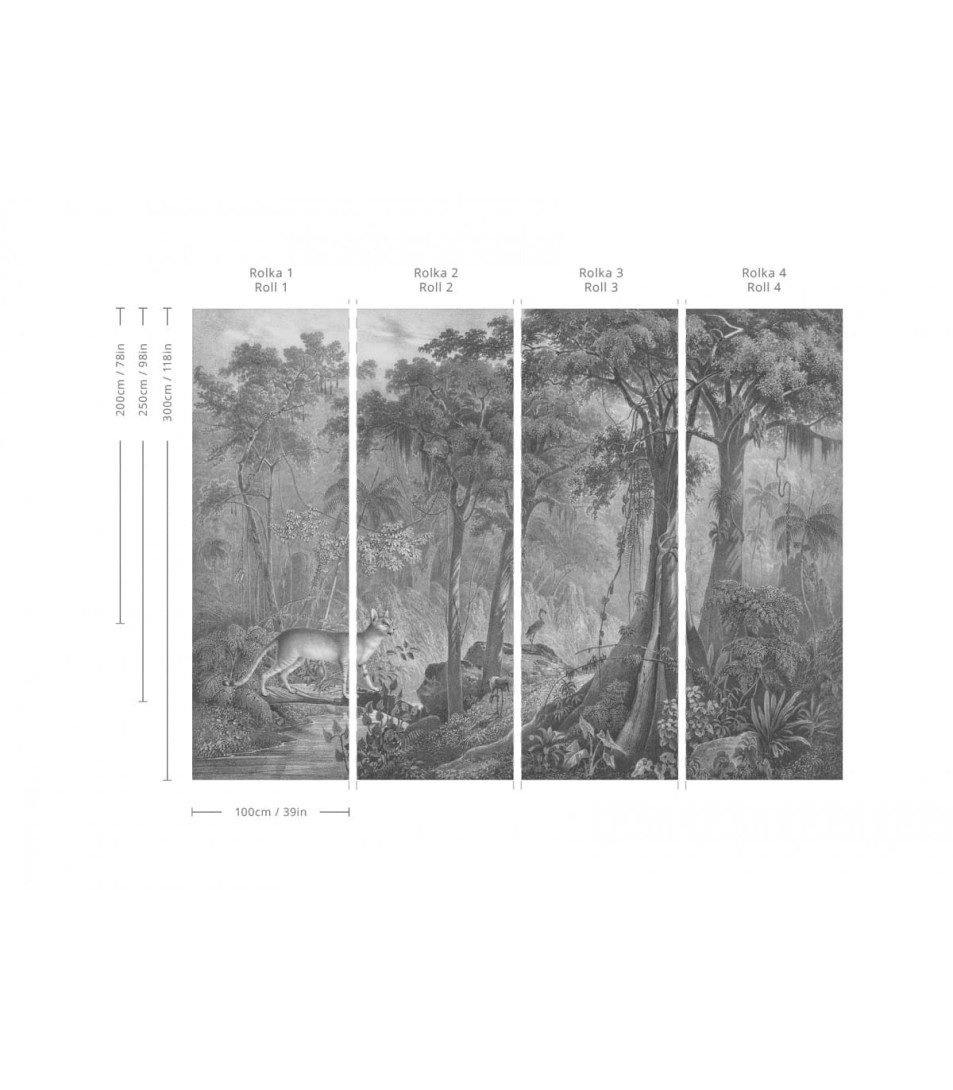 Wallcolors Art Matters Jungle Cat - tropikalny mural z motywem ocelota i flamingów pośród dżungli