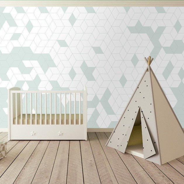 Wall Art Originals Shapes Fusion Mint - mural z motywem sześcianów