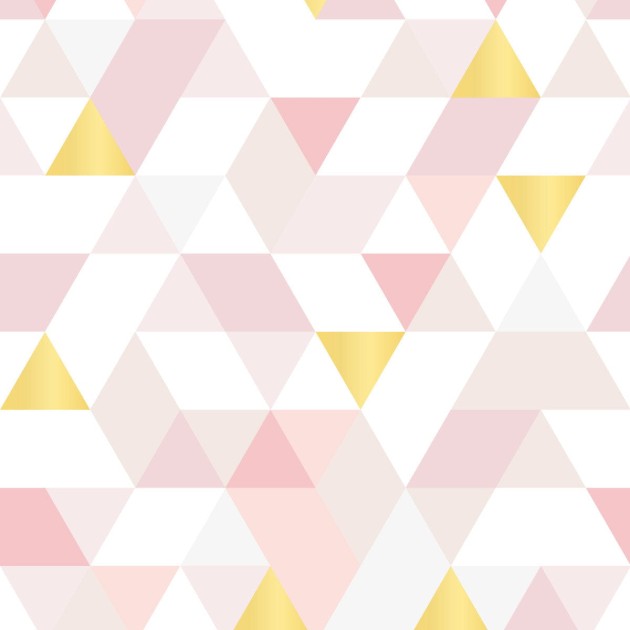Wall Art Originals Triangles Coctail pink&gold - mural z motywem trójkątów