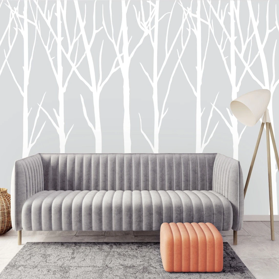 Wall Art Originals Bare Trees jasnoszare tło - mural z motywem drzew