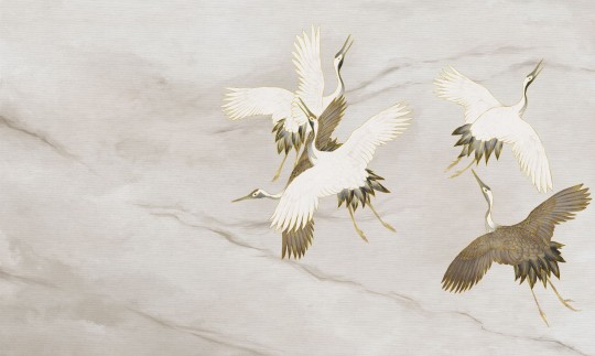 Wall Art Originals Ivory Tsuru - mural z motywem żurawi