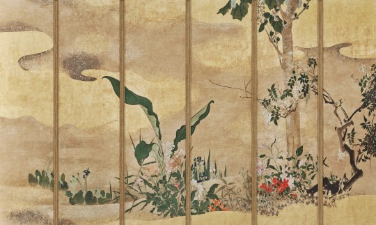 Wall Art Originals Phoenix - mural z motywem liści bananowca, łąki, drzewa akacji i pionowych pasków