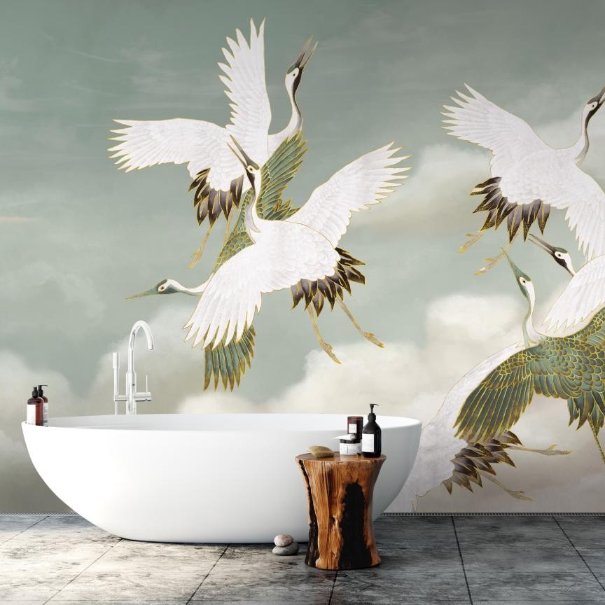 Wall Art Originals Sage Tsuru - mural z żurawiami