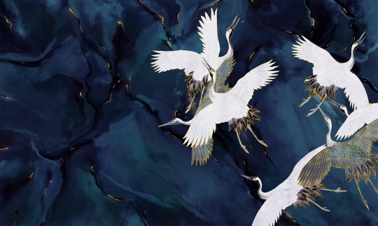 Wall Art Originals Royal Tsuru - mural z żurawiami