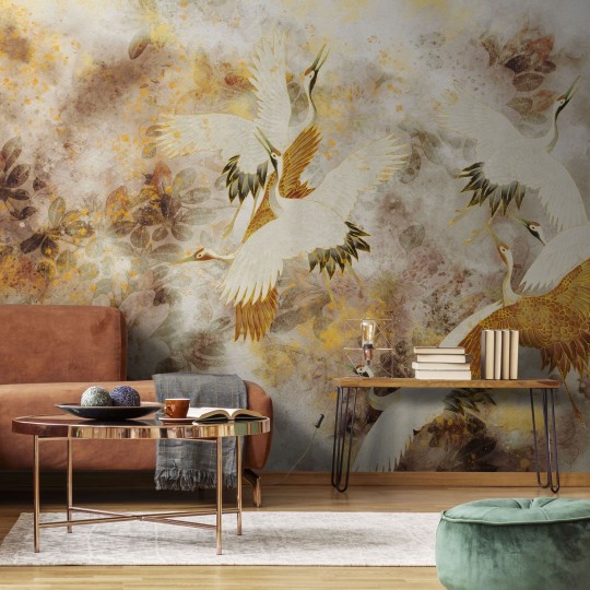 Wall Art Originals Beige Tsuru - mural żurawie
