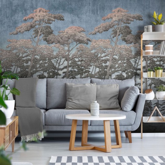 Wall Art Originals Secret Forest Blue - mural z motywem drzew