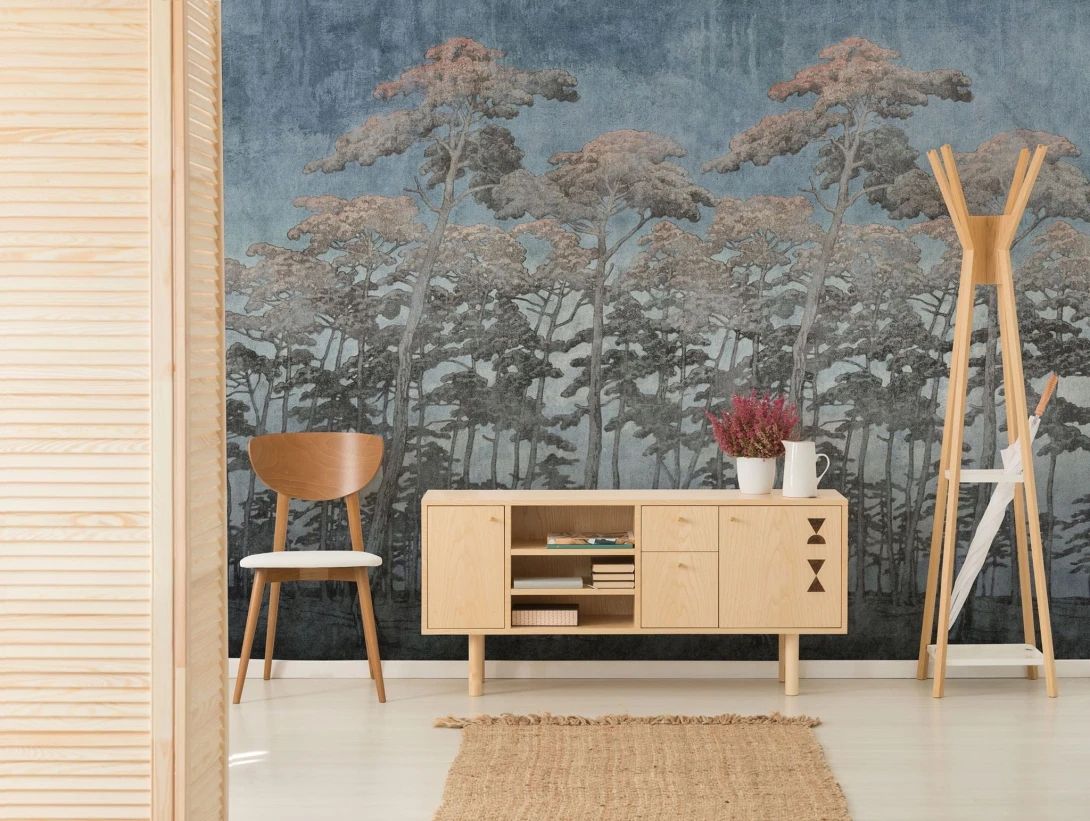 Wall Art Originals Secret Forest Blue - mural z motywem drzew