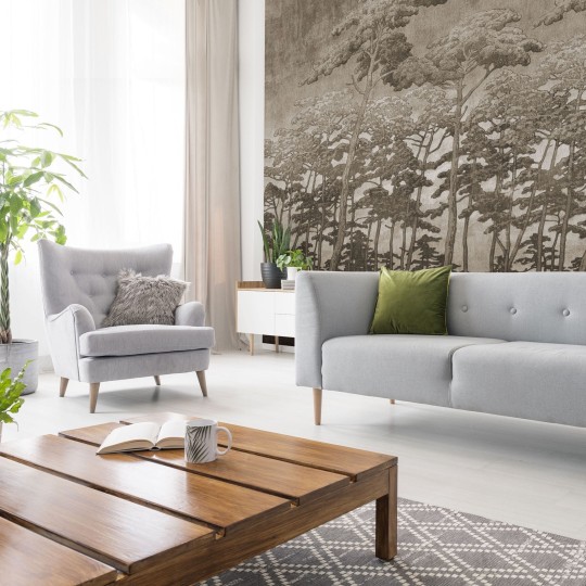 Wall Art Originals Secret Forest Beige - mural z motywem drzew