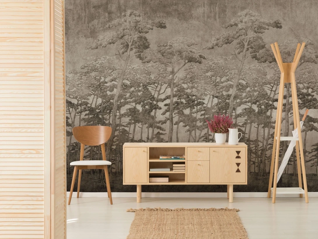 Wall Art Originals Secret Forest Beige - mural z motywem drzew