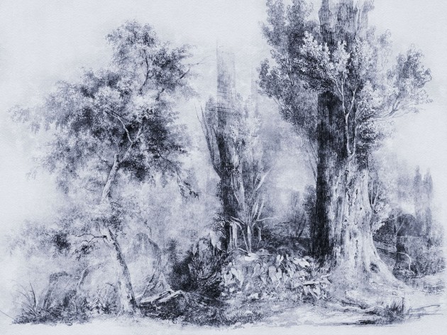 Wall Art Originals Calm Blue - mural drzewa