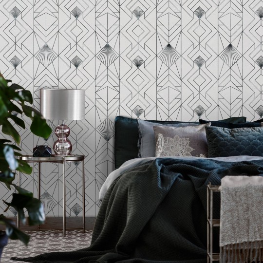 Wall Art Originals Fan Silver - mural geometryczny
