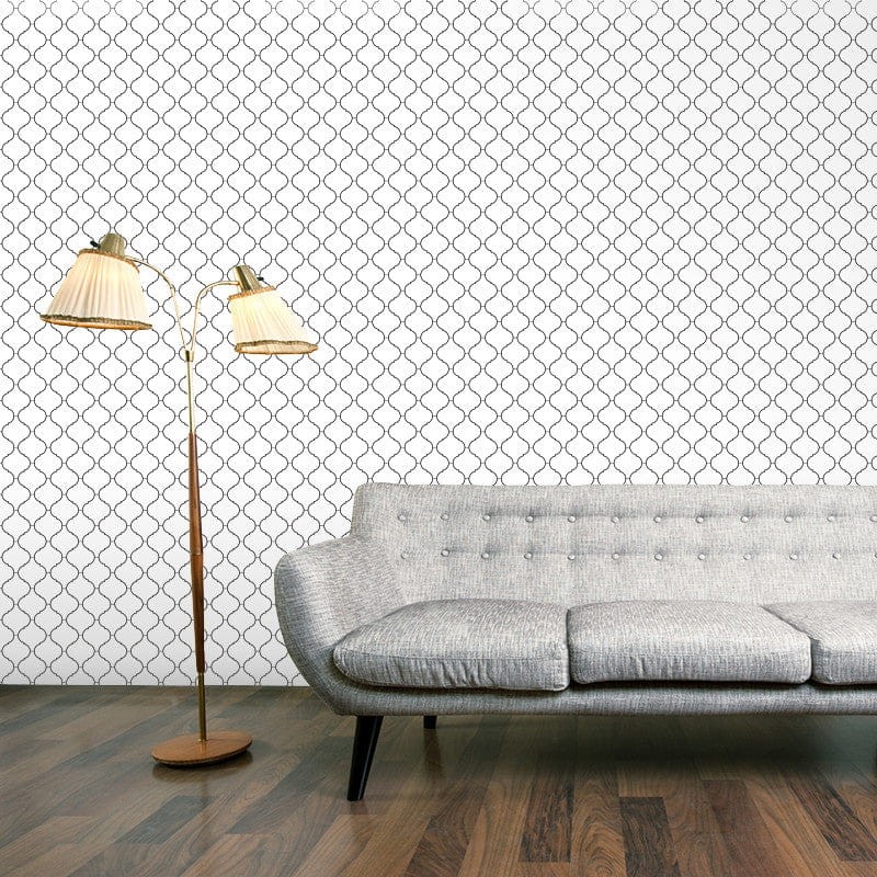 Wall Art Originals Arabesca czarna fuga i białe tło - mural geometryczny