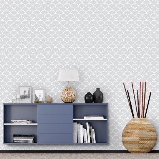Wall Art Originals Fishscale szary - mural geometryczny