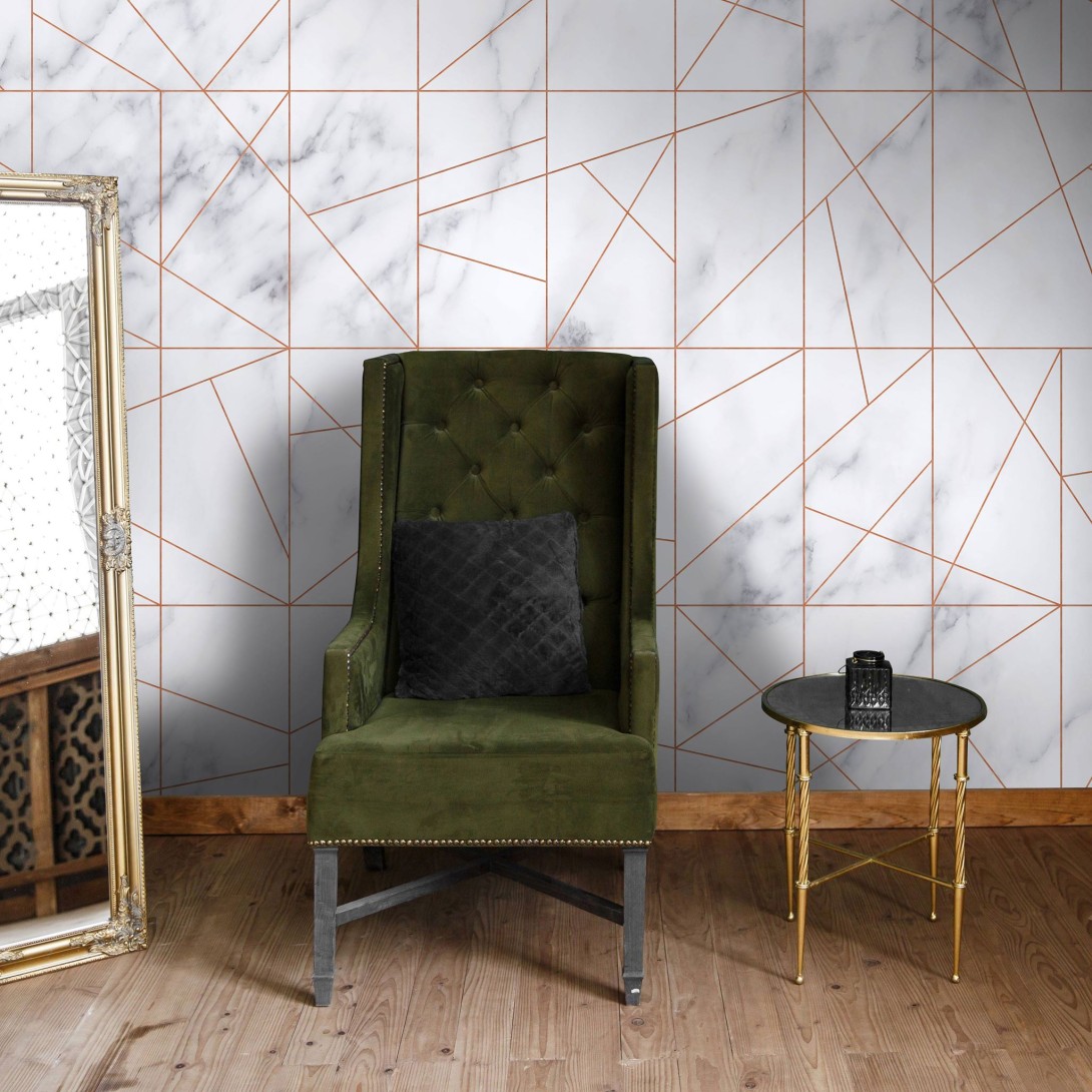 Wall Art Originals Marble Veins Rosegold - mural geometryczny