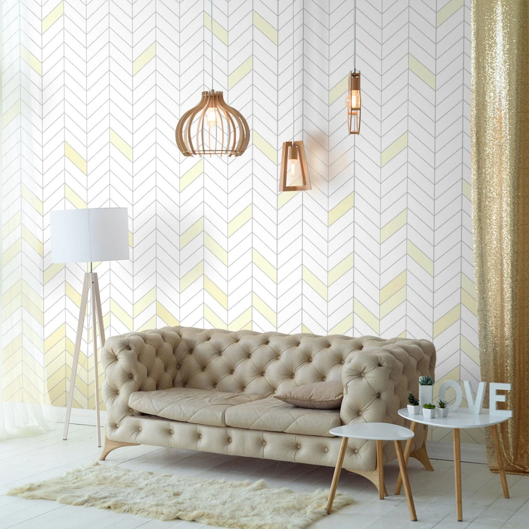 Wall Art Originals Simplicity żółty - mural jodełka