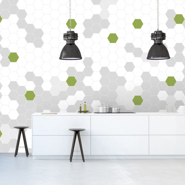 Wall Art Originals Hex Me green - mural geometryczny