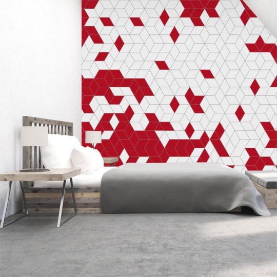 Wall Art Originals Shapes Fusion maroon - mural sześciany