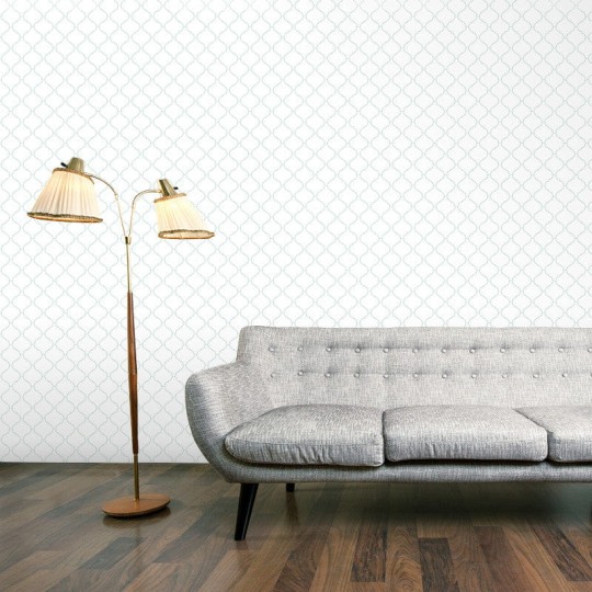 Wall Art Originals Arabesca miętowa fuga i białe tło - mural geometryczny