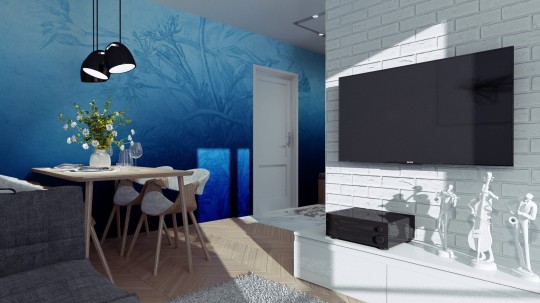 Wall Art Originals Blue Ombre Flower - mural kwiaty