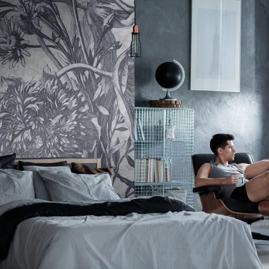 Wall Art Originals Grey Flower - mural kwiaty