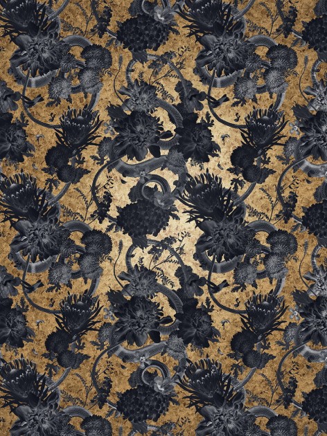 Divine Savages DVS144 Forbidden Bloom Gold Leaf - tapeta w kwiaty