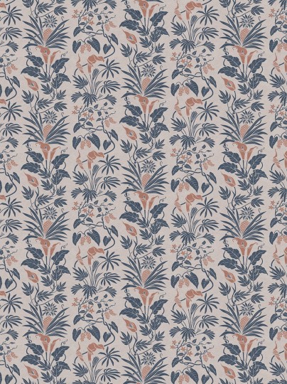 Divine Savages DVS137 Little Botanize Terracotta Blue - tapeta roślinna