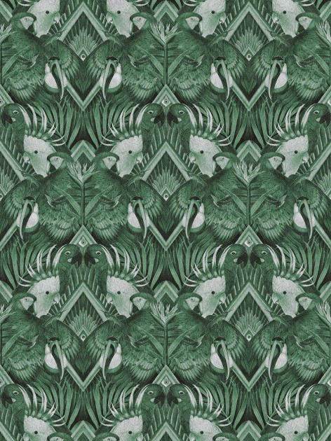 Divine Savages DVS114 Plumage Emerald - tapeta w papugi