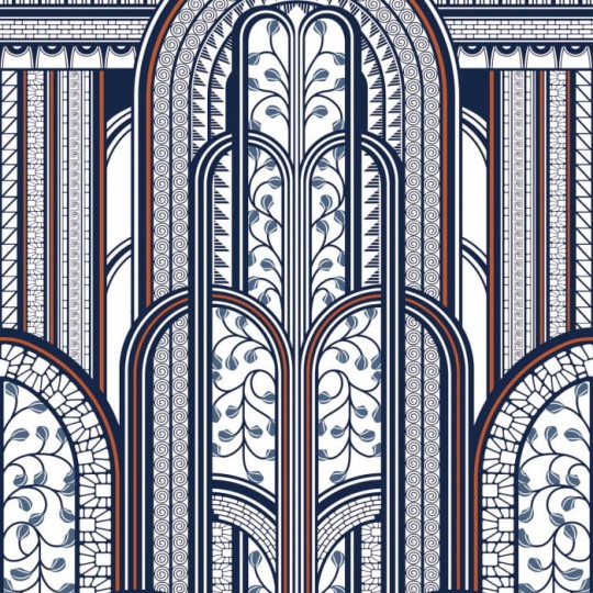 Casadeco 85876543 1930 Panoramique Paravent Bleu Cuivre - mural geometryczny