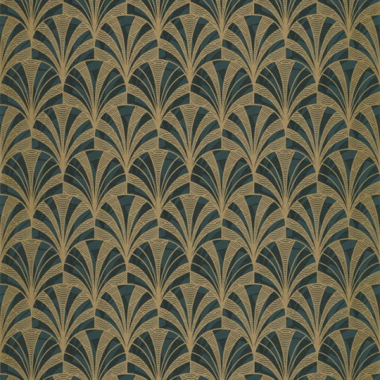 Casadeco 85737528 1930 Palmette Vert - tapeta palmy w stylu art-deco